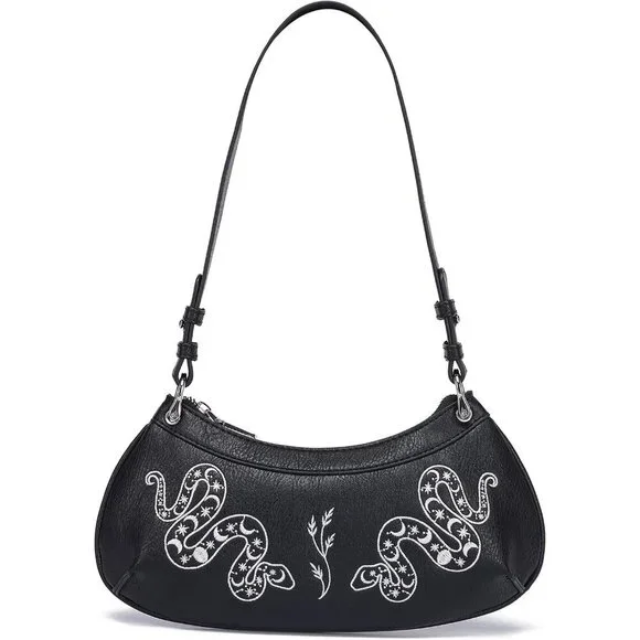 Bat Goth Mini Purse Women Y2K Small Shoulder Bag Star Charm Fashion Black Snake - Picture 1 of 8